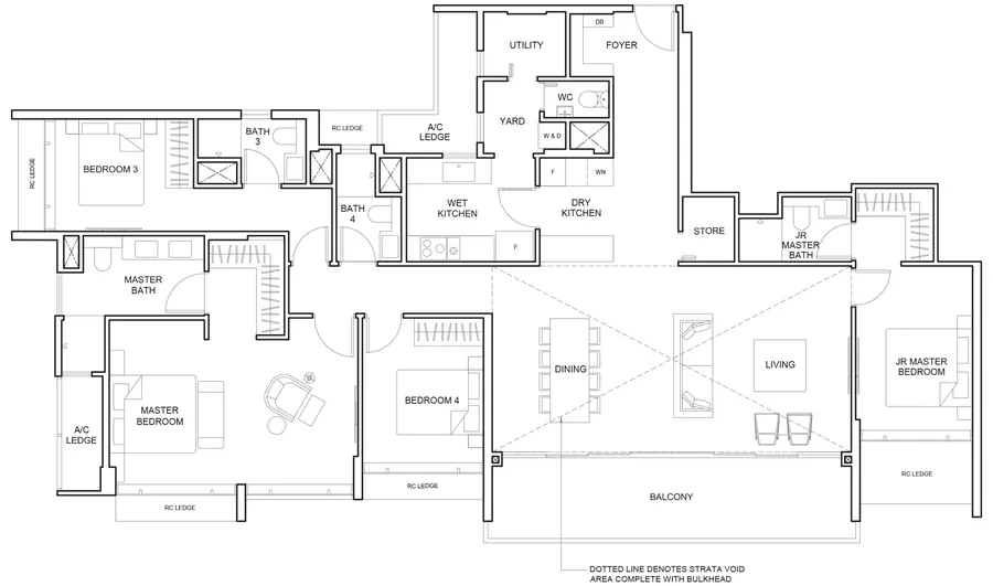 Floor plan of The Arcady at Boon Keng type P1, Penthouse, 2,433 sq ft