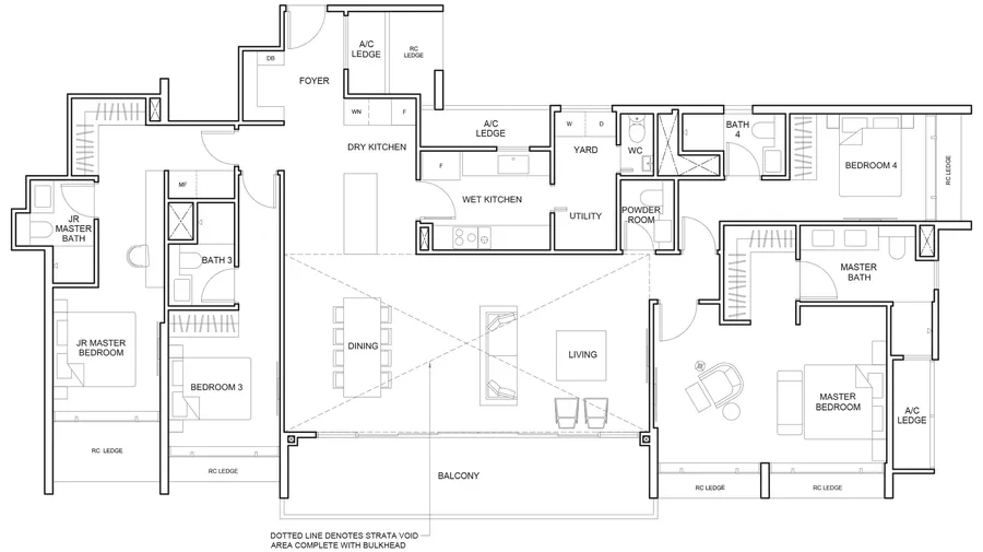 Floor plan of The Arcady at Boon Keng type P2, Penthouse, 2,583 sq ft