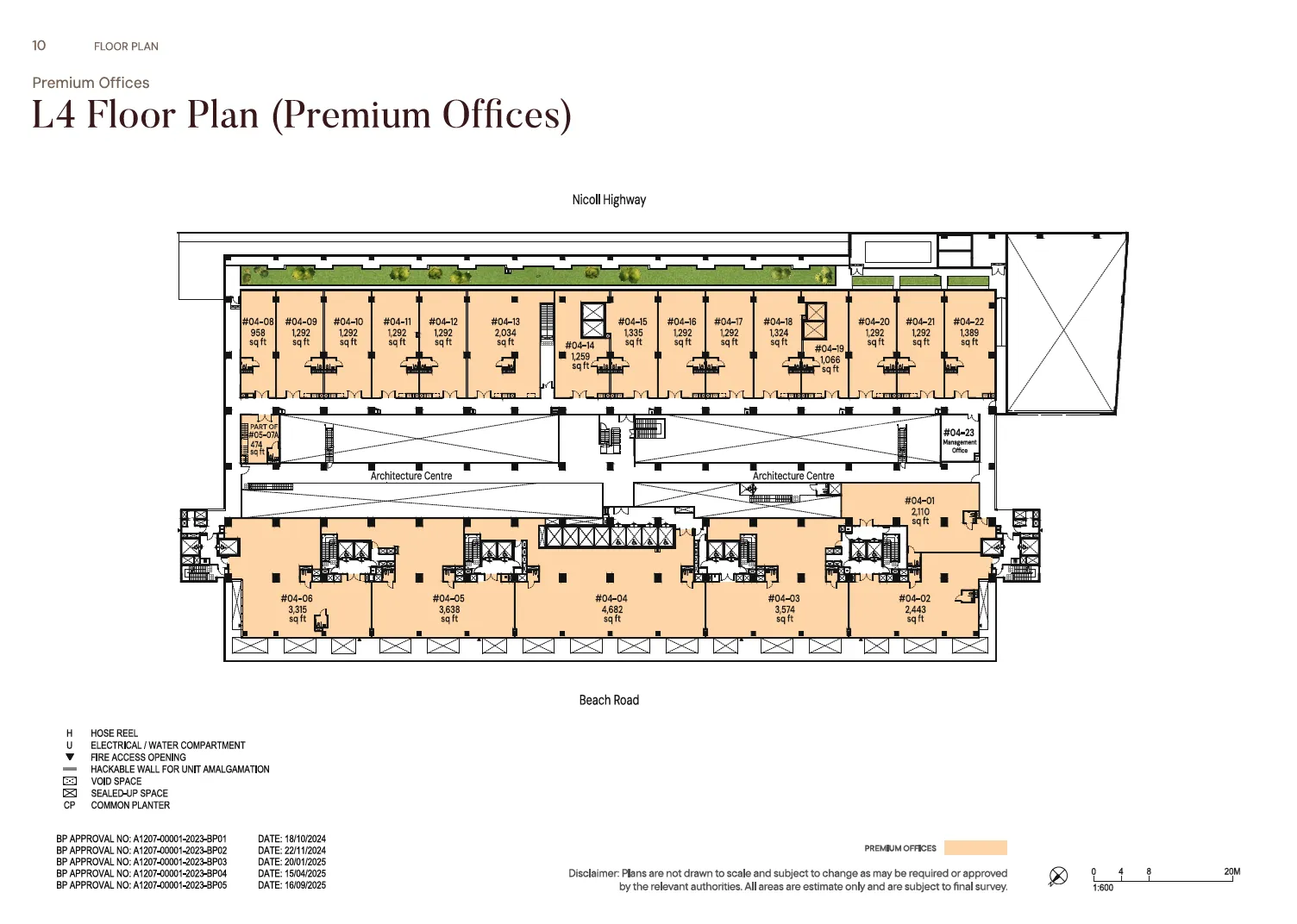 Floor plan of The Golden Mile type L4, Premium office, 958 to 4,682 sq ft