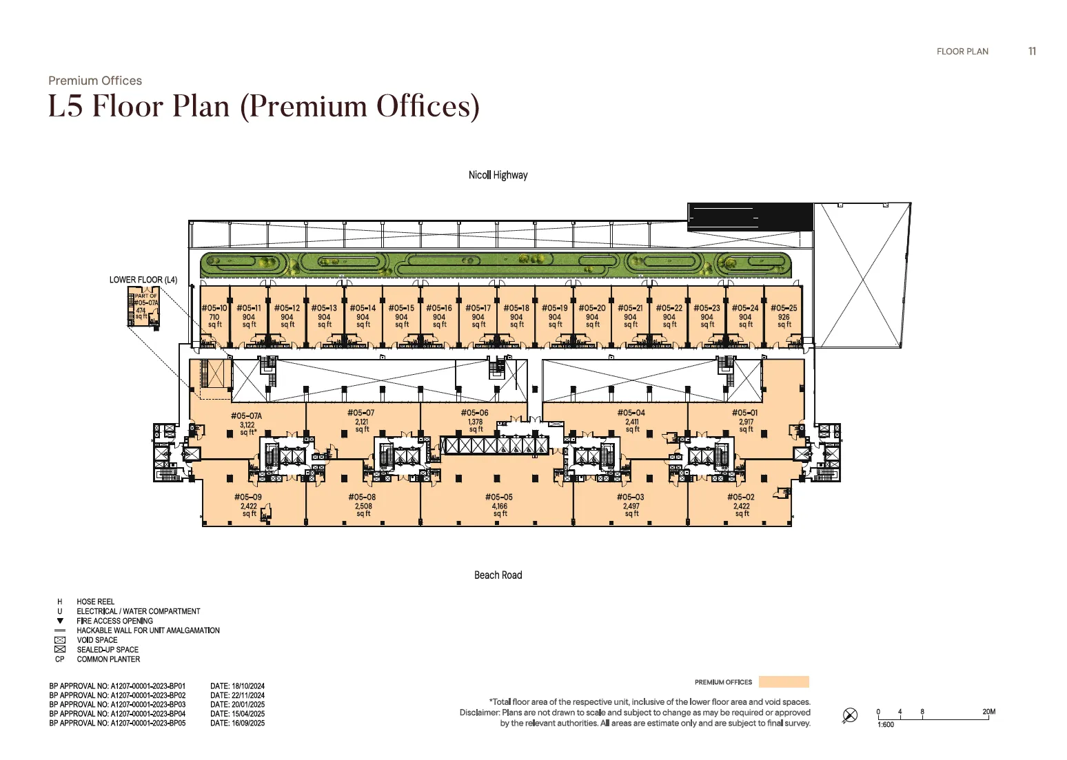 Floor plan of The Golden Mile type L5, Premium office, 710 to 4,166 sq ft