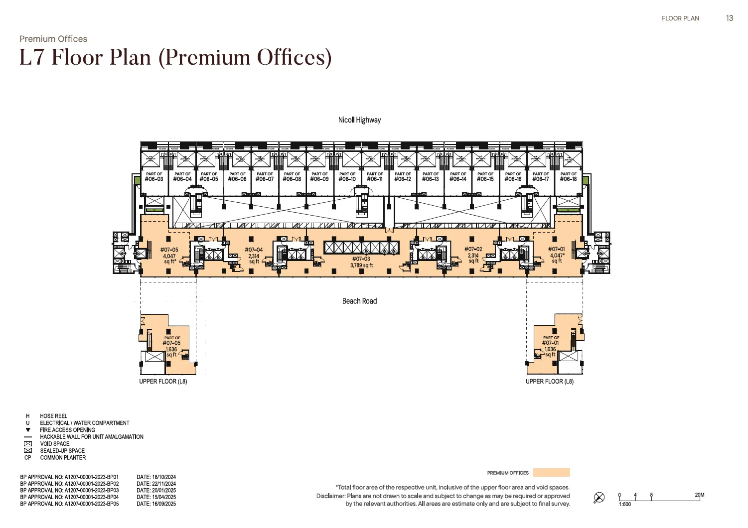 Floor plan of The Golden Mile type L7, Premium office, 2,314 to 4,047 sq ft