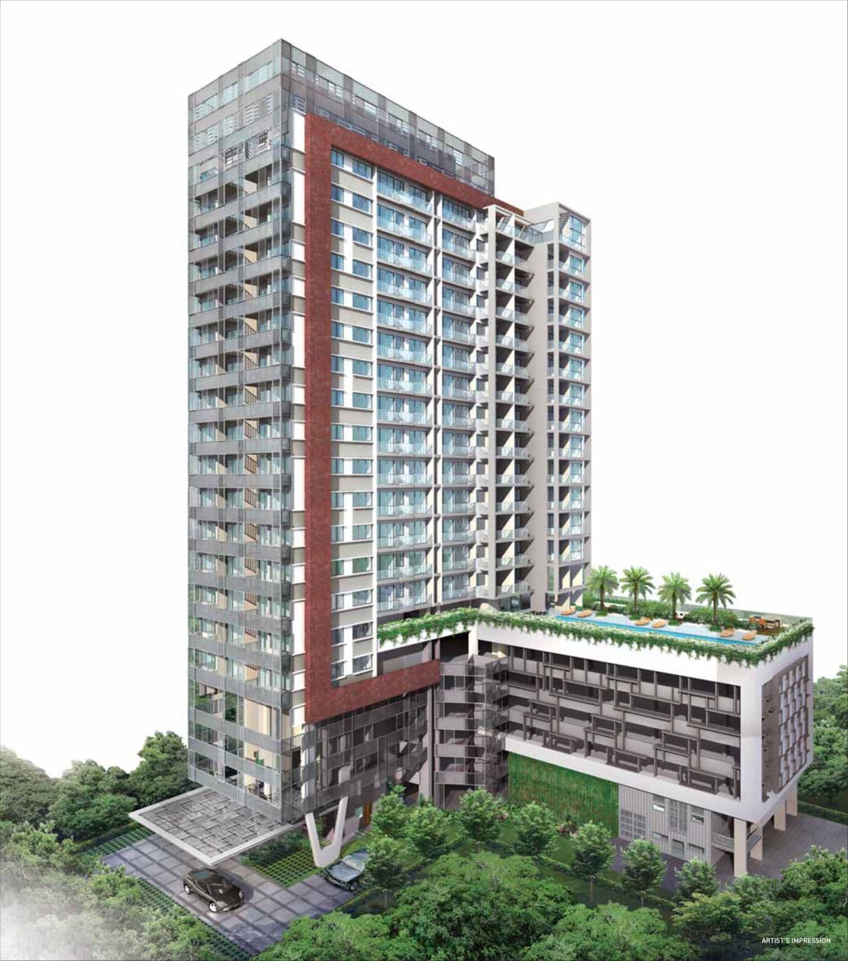 The Interweave, artist's impression: the tower and the pool deck on Kim Keat Road