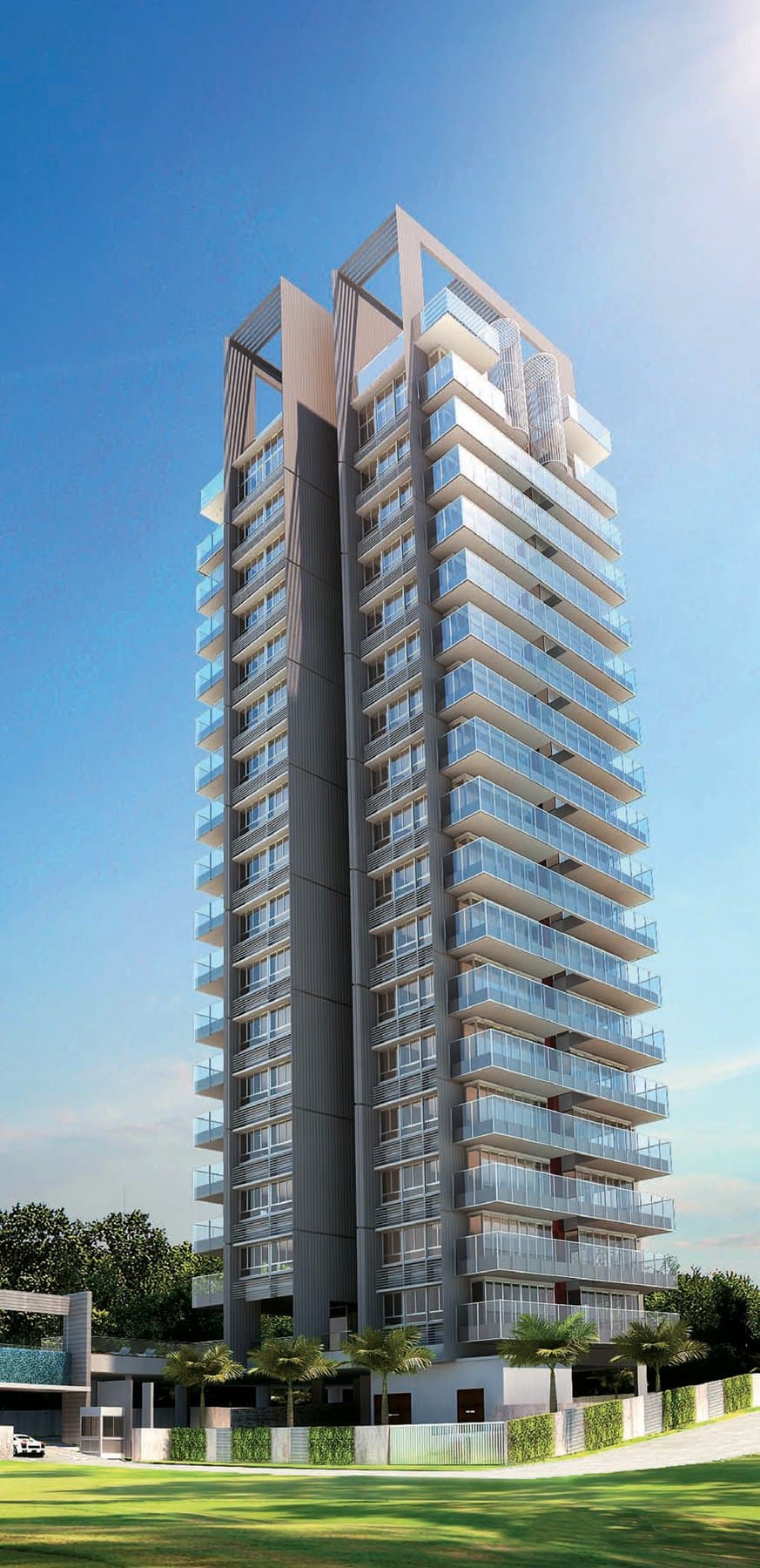 The Mercury: the slim 18-storey tower with glass balconies on Shanghai Road