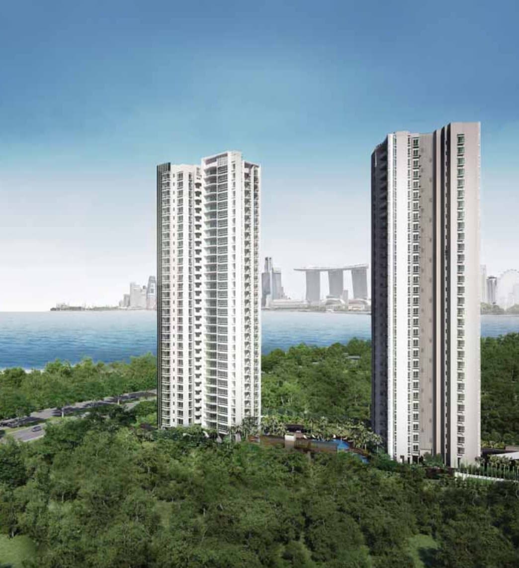 The Meyerise, artist's impression: the two 31-storey towers above the trees by the East Coast