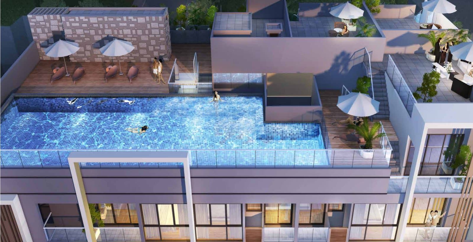 Treasures @ G6: the rooftop pool and sun deck above the top-storey homes