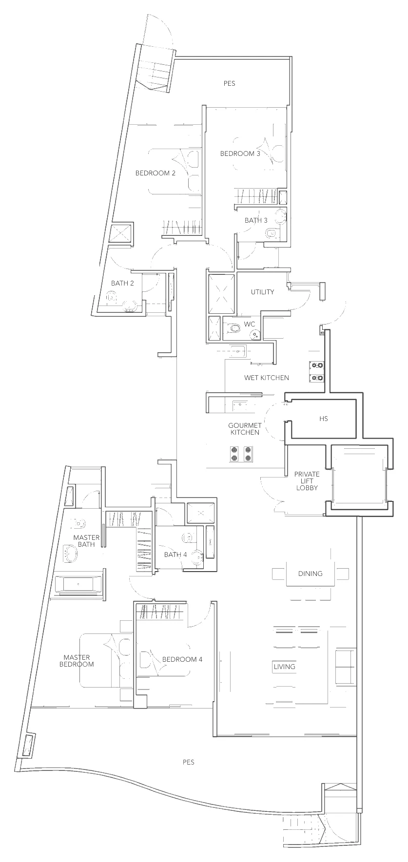 Floor plan of Turquoise type B1a-g, 4-Bedroom, 2,562 sq ft