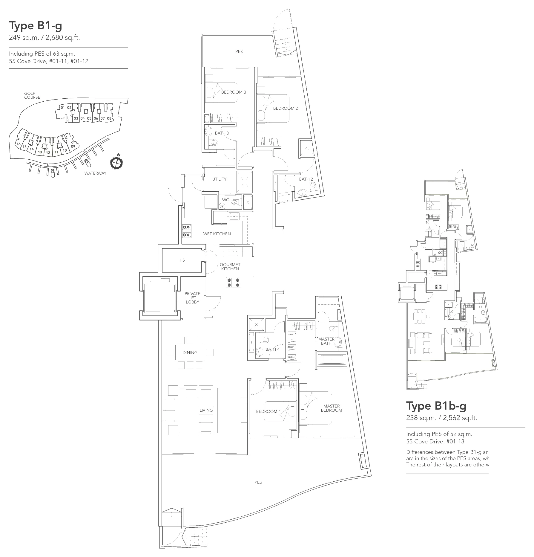 Floor plan of Turquoise type B1b-g, 4-Bedroom, 2,562 sq ft