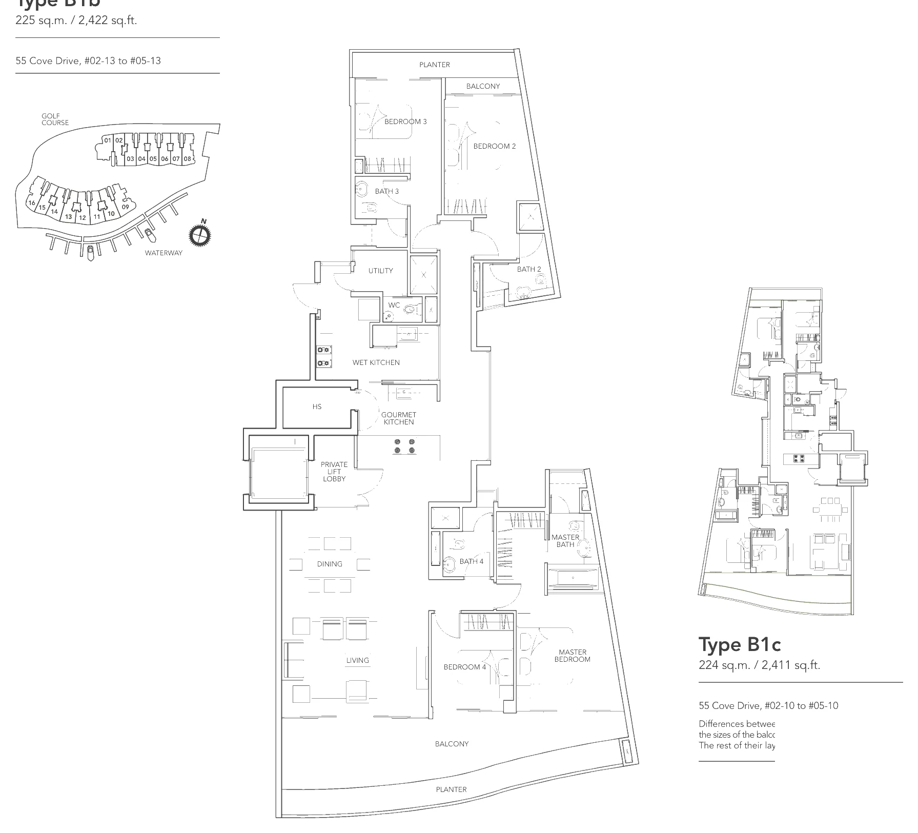 Floor plan of Turquoise type B1b, 4-Bedroom, 2,422 sq ft