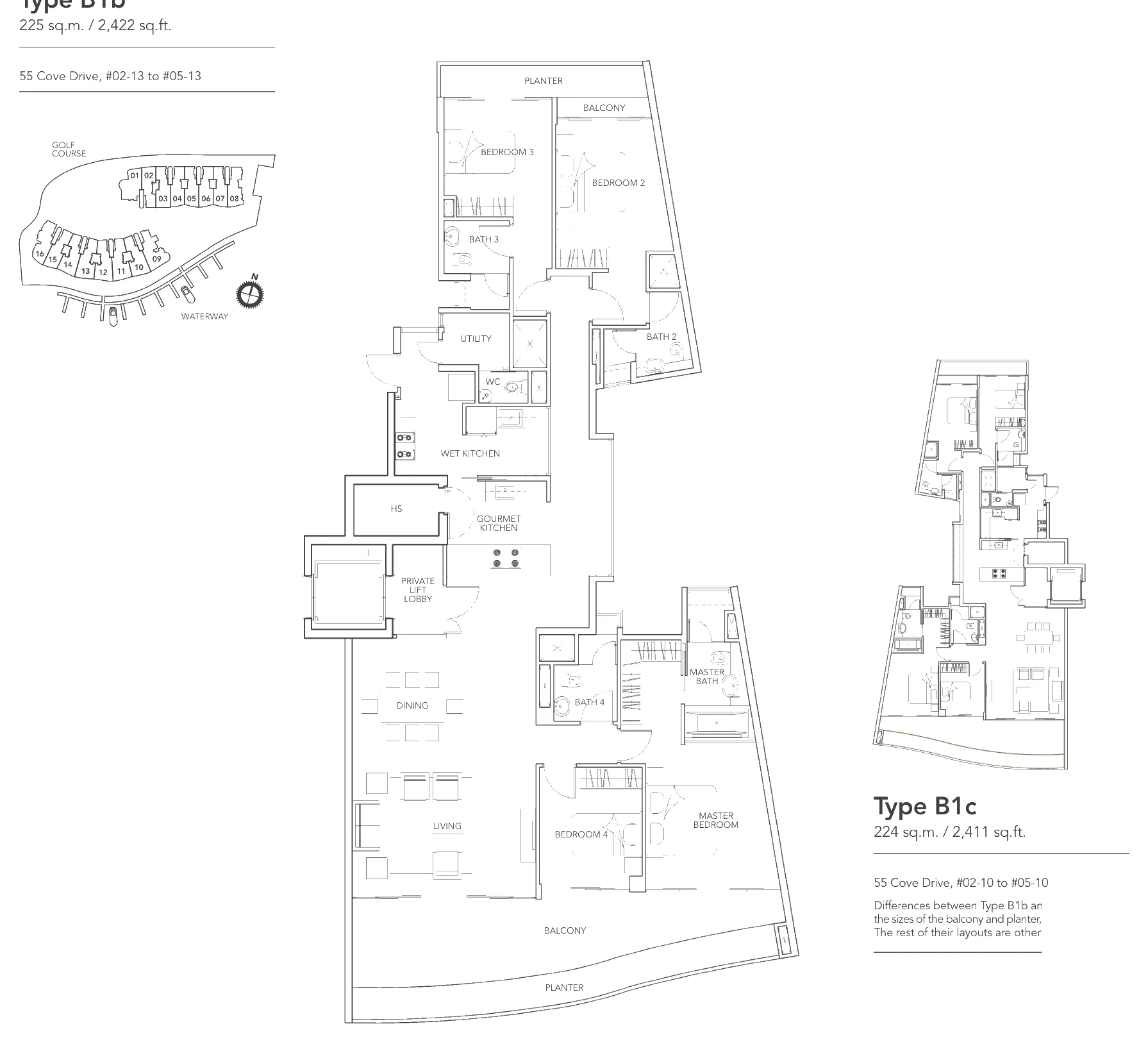 Floor plan of Turquoise type B1c, 4-Bedroom, 2,411 sq ft