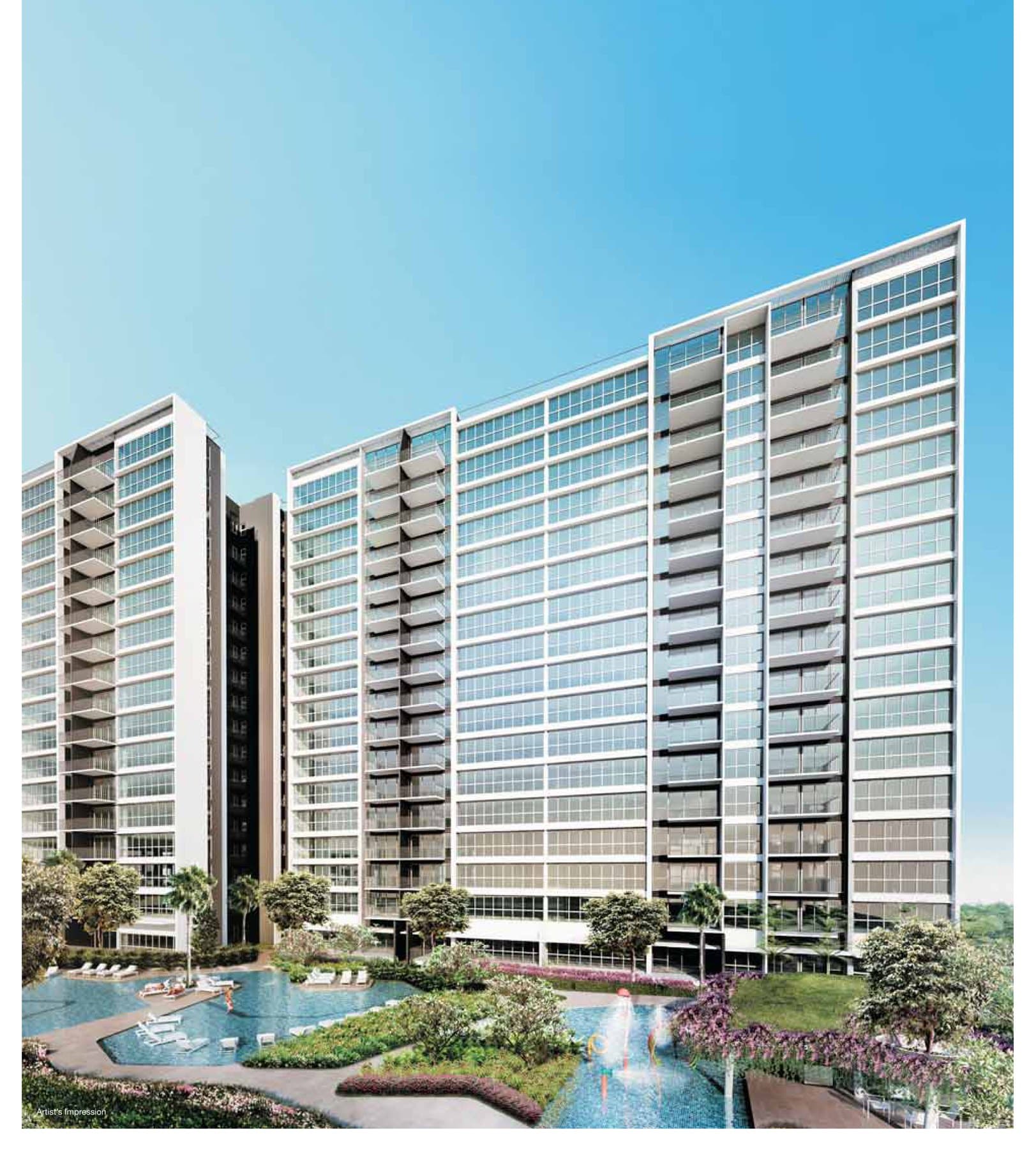 Twin Waterfalls, artist's impression: the blocks above the pool garden
