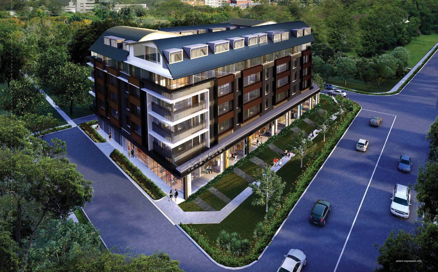 Vibes @ East Coast: the 6-storey block with shops at street level on the corner of Telok Kurau Road
