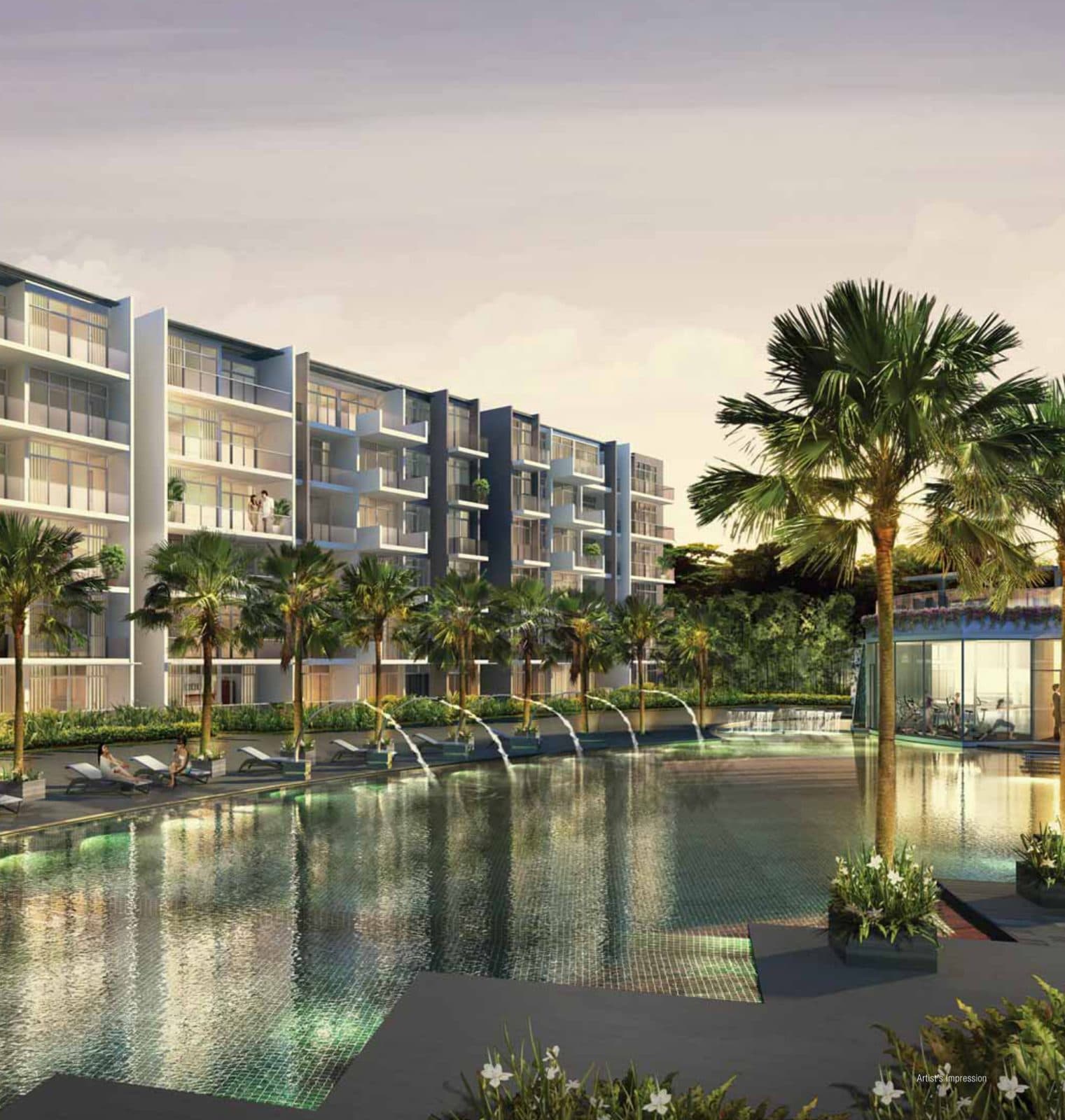 Waterscape at Cavenagh, artist's impression: the blocks across the main pool