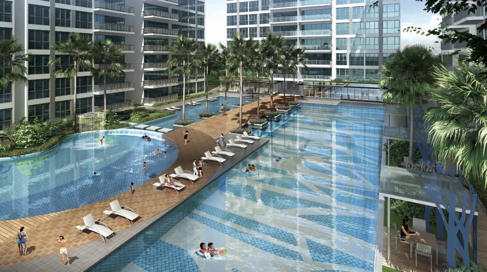 Artist's impression of Waterwoods, the executive condominium at Punggol Field Walk beside the Serangoon River