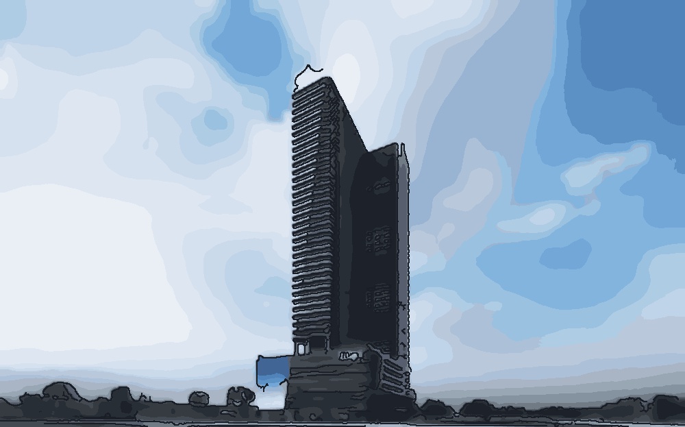 Stylised cartoon of Gem Residences — the tall freehold tower by Braddell MRT.