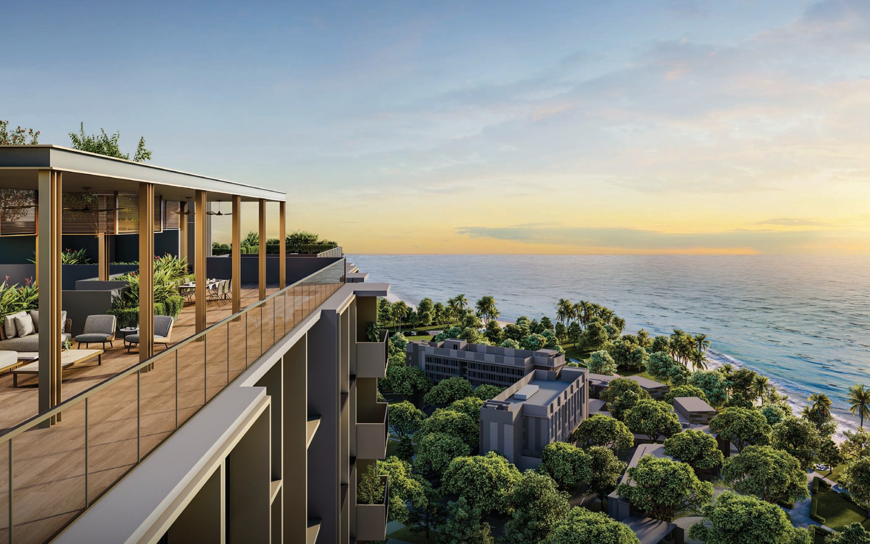 Coastal Cabana — the rooftop lookout deck above Pasir Ris beach, in the first executive condominium launched here in twelve years.