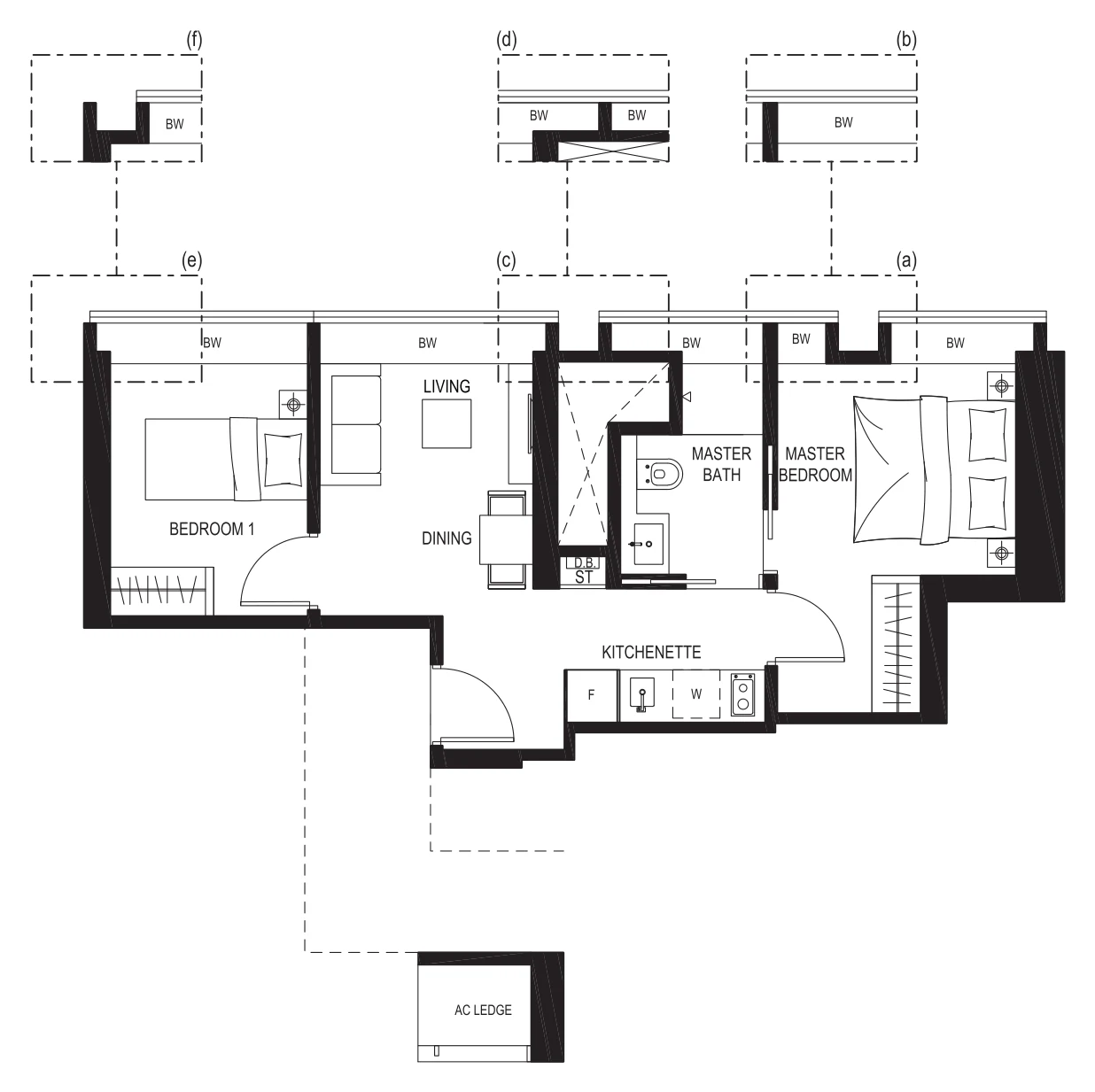 8 St Thomas floor plan, type B5: 2-Bedroom, 549 sq ft