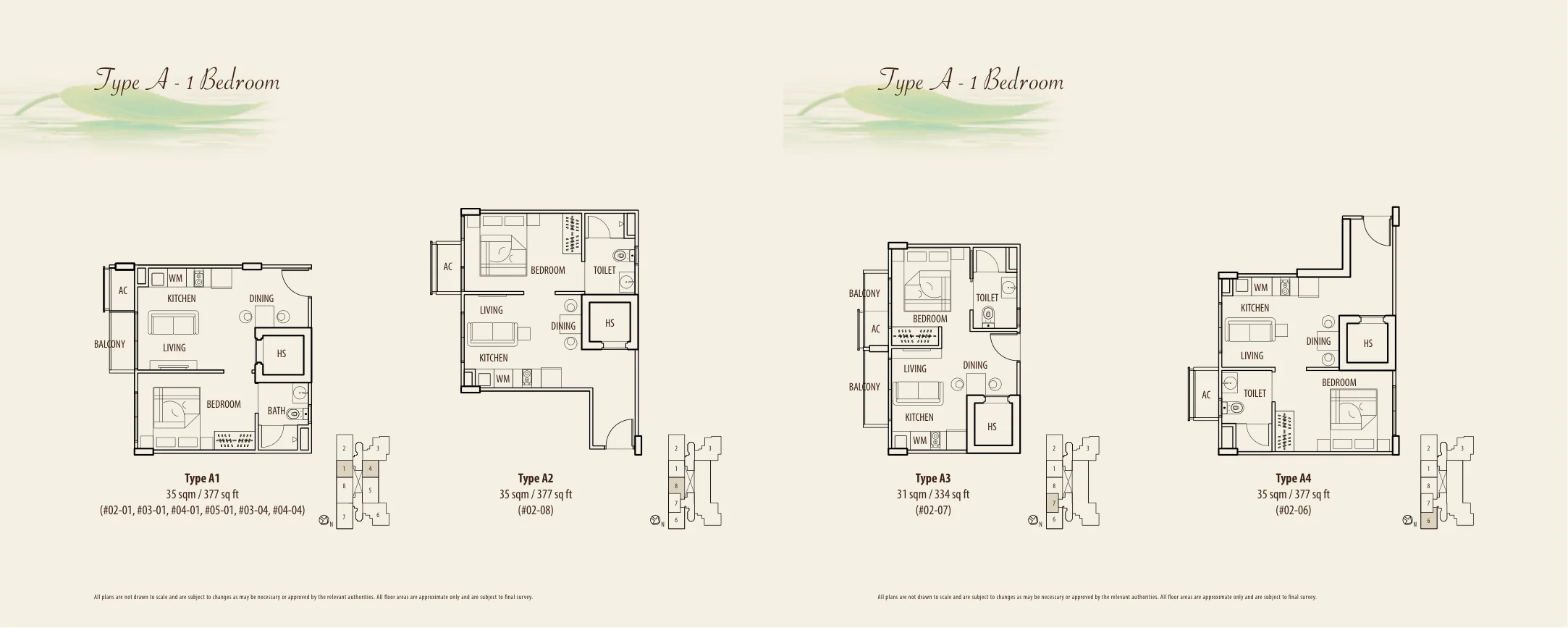 91 Marshall floor plan, type A3: 1-Bedroom, 334 sq ft