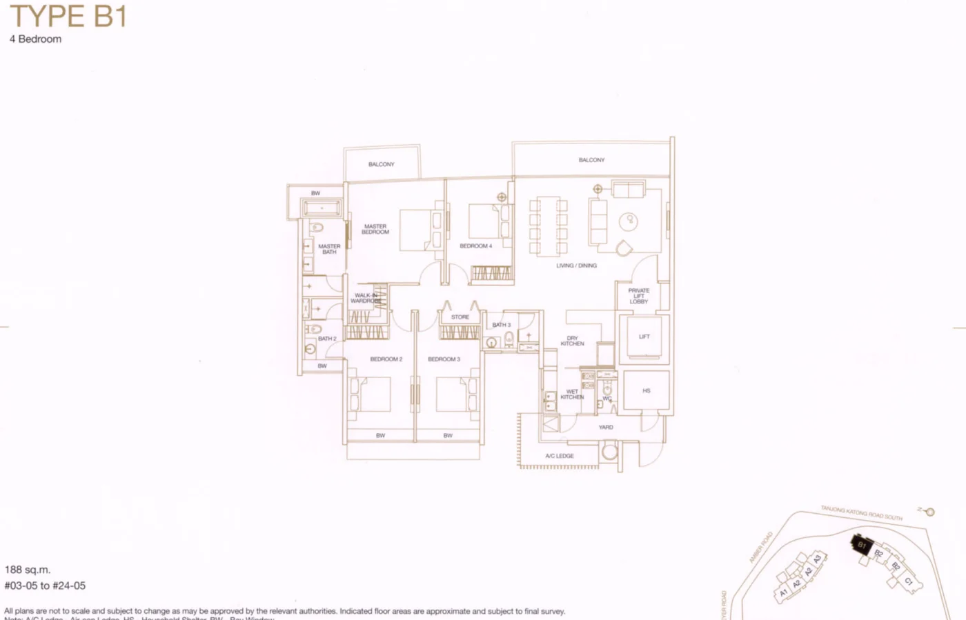 Aalto floor plan, type B1: 4-Bedroom, 2,024 sq ft