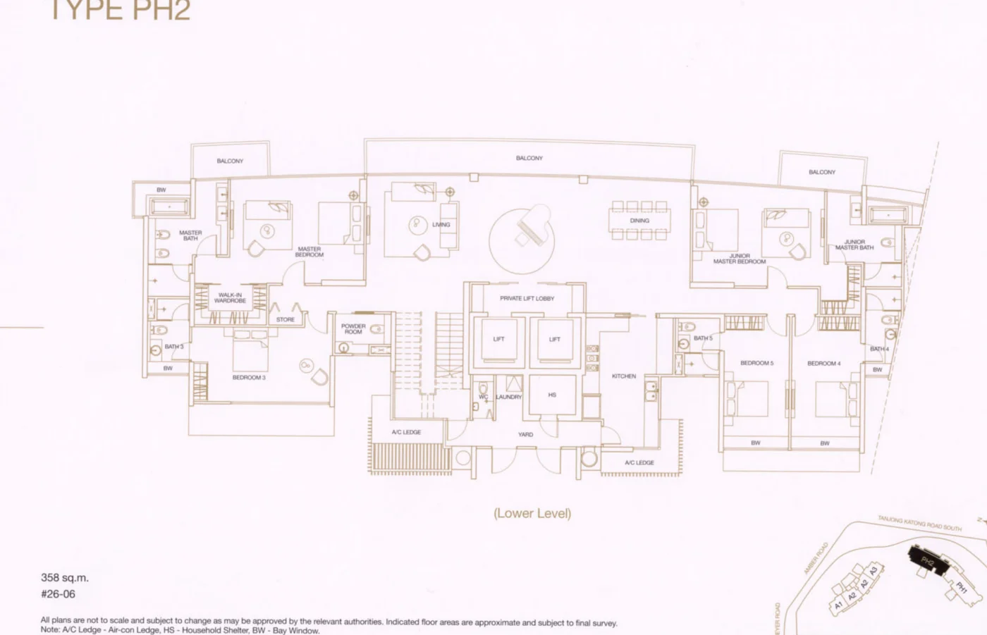 Aalto floor plan, type PH2: Sub-penthouse and penthouse, 3,853 sq ft