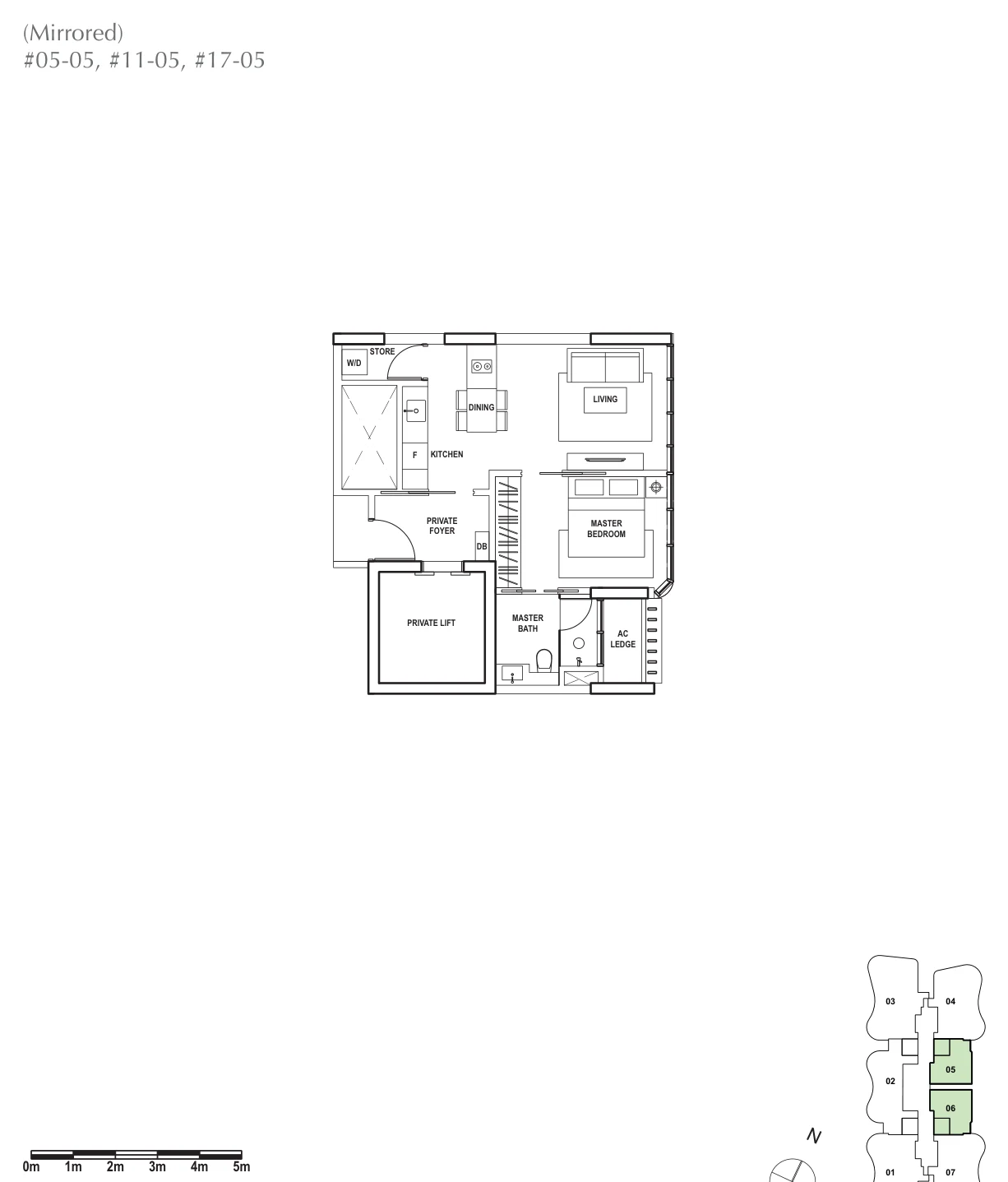 Amber Skye floor plan, type A1: 1-Bedroom, 527 sq ft