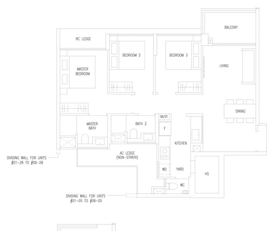 Amberwood at Holland floor plan, type C2P: 3-Bedroom Premium, 893 sq ft