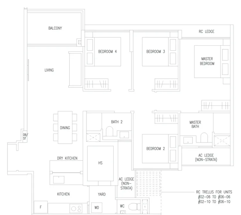 Amberwood at Holland floor plan, type D1: 4-Bedroom, 1,076 sq ft