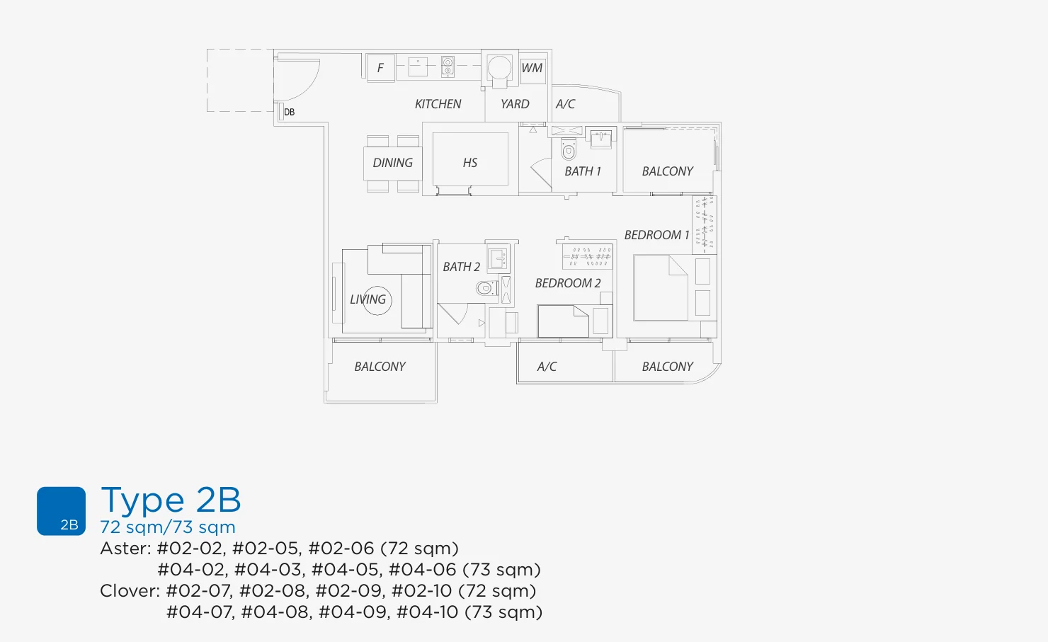 Aura 83 floor plan, type 2B: 2-Bedroom, 775 sq ft