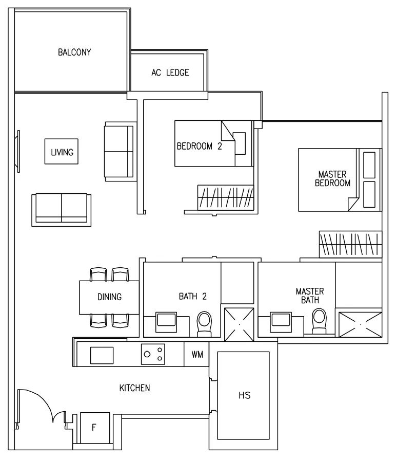 Austville Residences floor plan, type A1: 2-bed