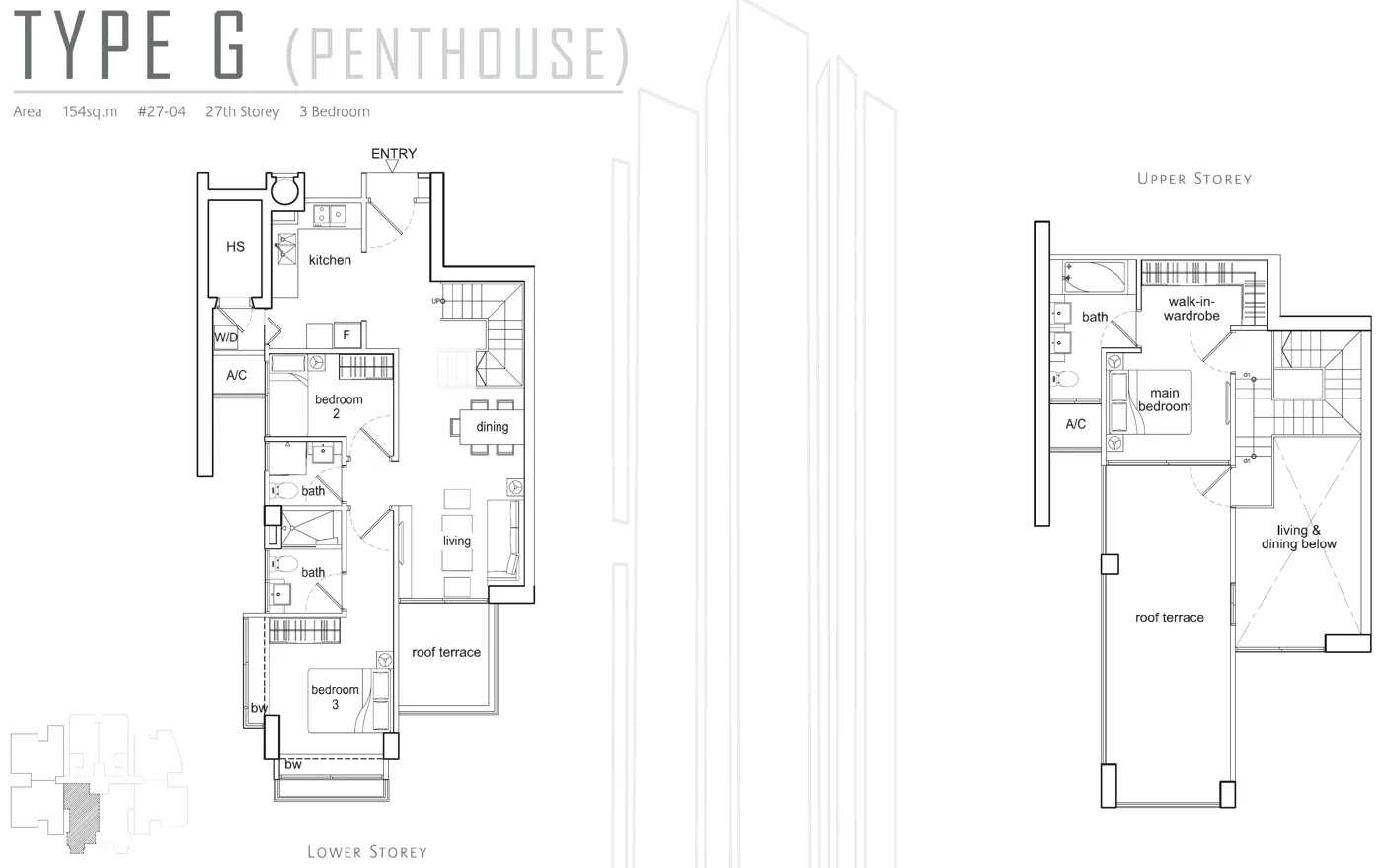 Beacon Heights floor plan, type G: Penthouse (two levels), 1,658 sq ft