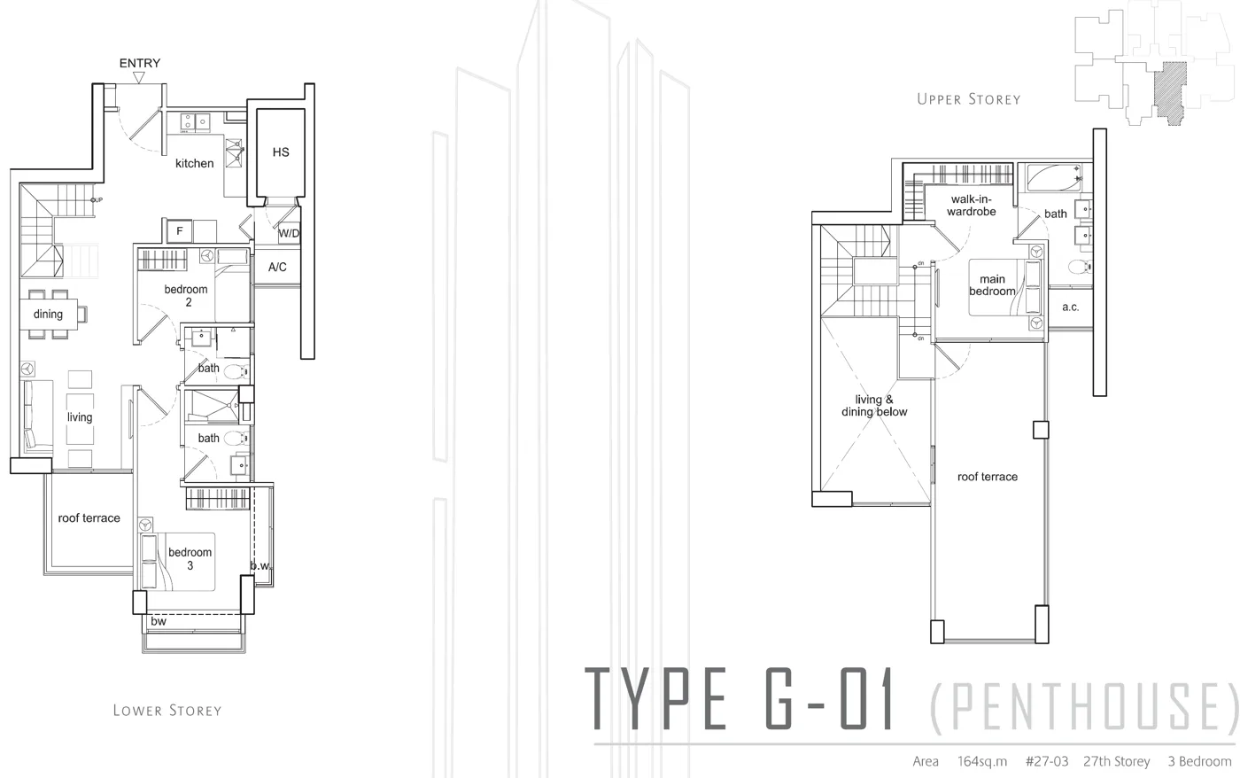 Beacon Heights floor plan, type G-01: Penthouse (two levels), 1,765 sq ft