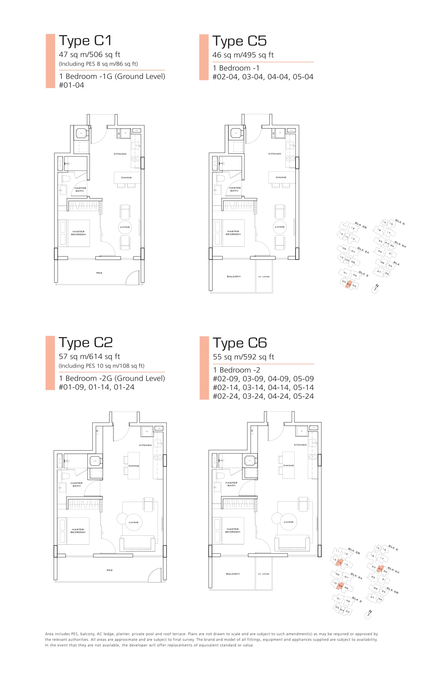 Bliss @ Kovan floor plan, type C5: 1-Bedroom, 495 sq ft