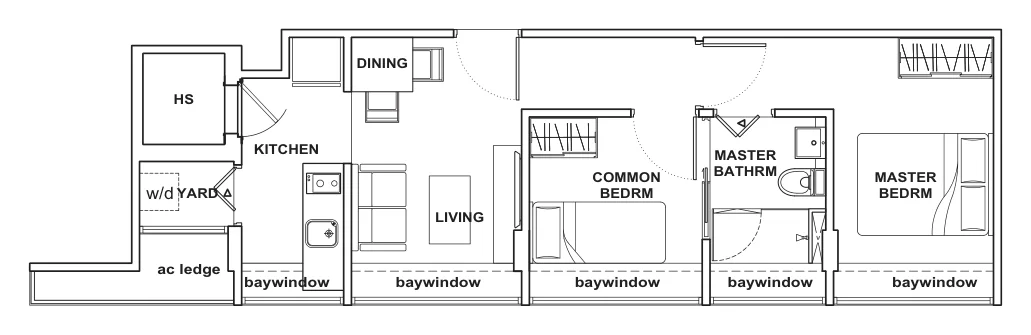 Bliss Loft floor plan, type B: 2-Bedroom, 560 sq ft