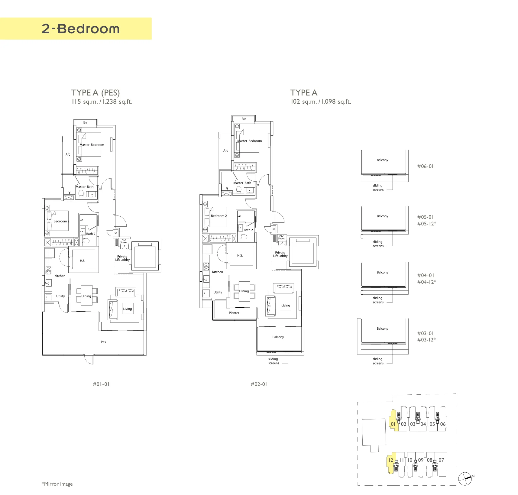 Buckley Classique floor plan, type A: 2-Bedroom, 1,098 sq ft