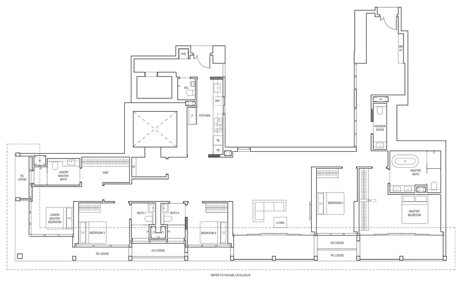 CanningHill Piers floor plan, type EP1: 5-Bedroom Premium, 2,788 sq ft