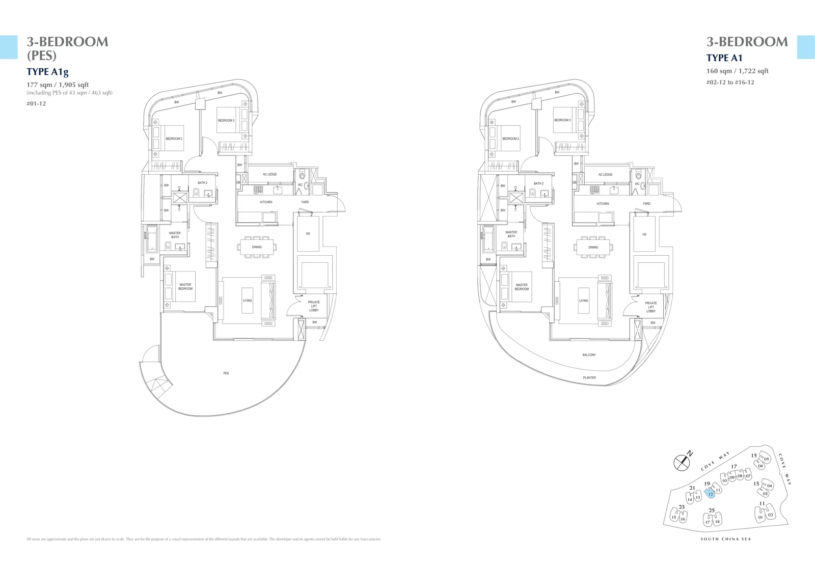 Cape Royale floor plan, type A1: 3-Bedroom, 1,722 sq ft