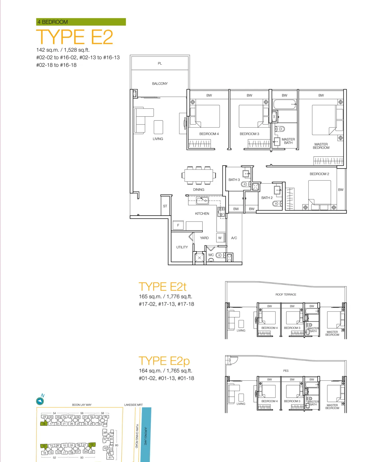 Caspian floor plan, type E2: 4-Bedroom, 1,528 sq ft