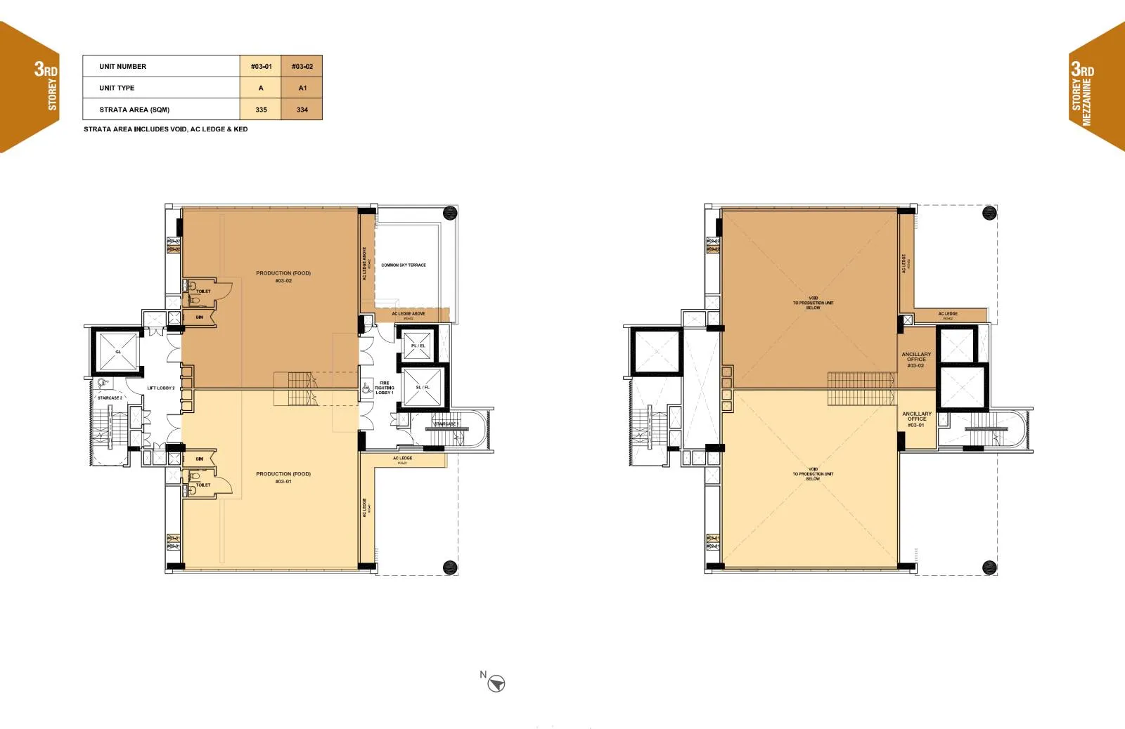 Citrine Foodland floor plan, type L3: Production unit with mezzanine