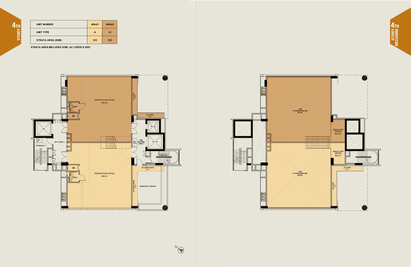 Citrine Foodland floor plan, type L4: Production unit with mezzanine
