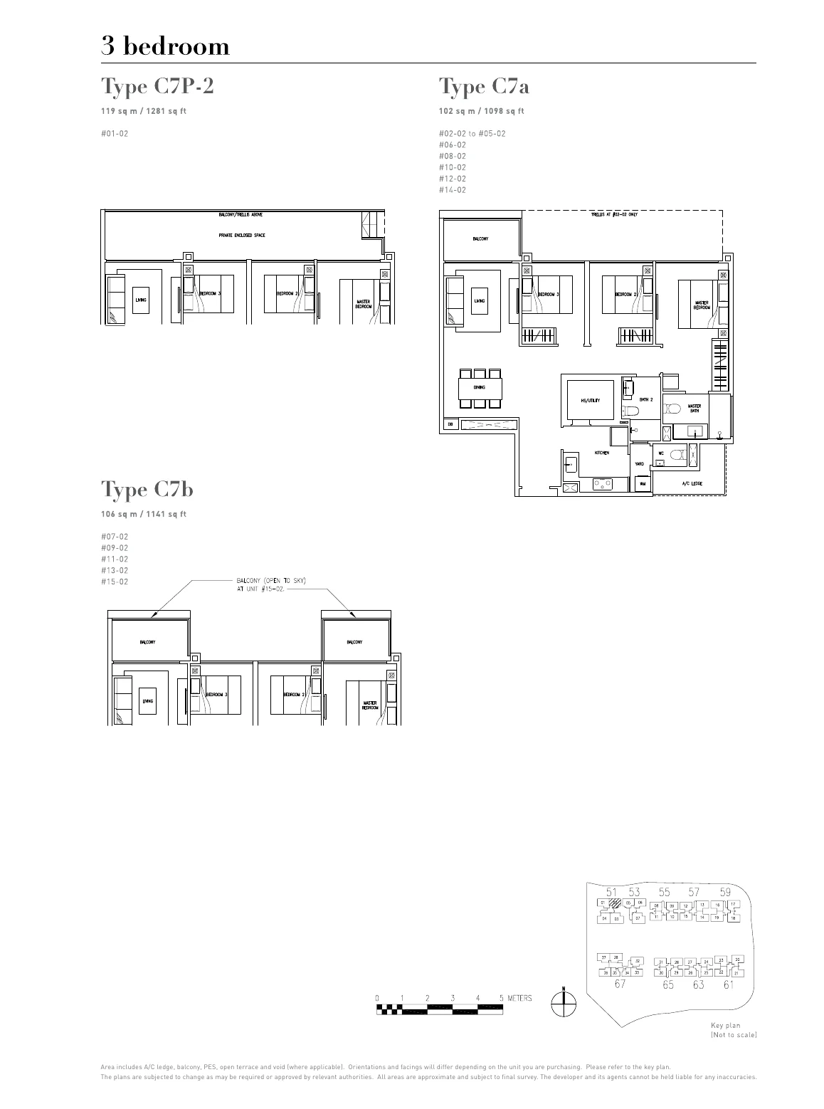 CityLife @ Tampines floor plan, type C7: 3-Bedroom, 1,098 sq ft