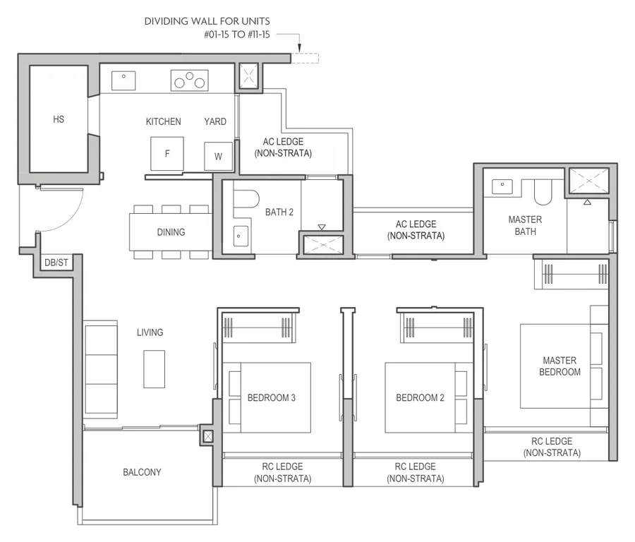 Coastal Cabana floor plan, type C1a: 3-Bedroom Deluxe, 872 sq ft