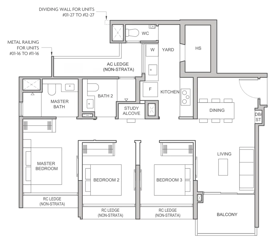 Coastal Cabana floor plan, type C2: 3-Bedroom Premium, 915 sq ft
