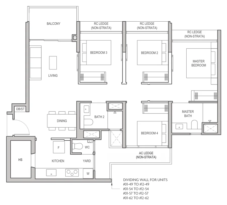 Coastal Cabana floor plan, type D2: 4-Bedroom Deluxe, 1,012 sq ft