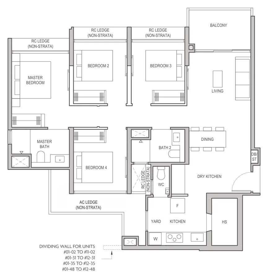 Coastal Cabana floor plan, type D3: 4-Bedroom Premium, 1,055 sq ft