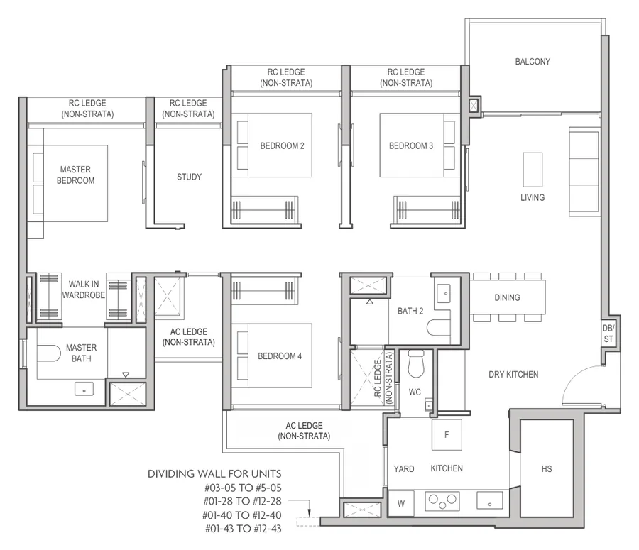 Coastal Cabana floor plan, type D4: 4-Bedroom Premium + Study, 1,163 sq ft