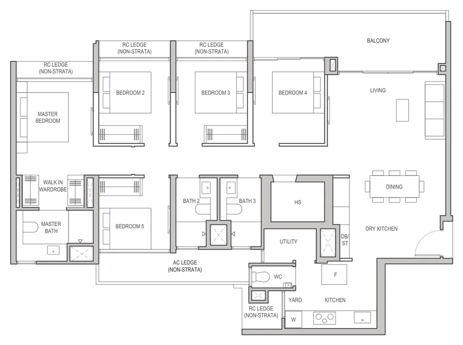 Coastal Cabana floor plan, type E2: 5-Bedroom Premium, 1,421 sq ft