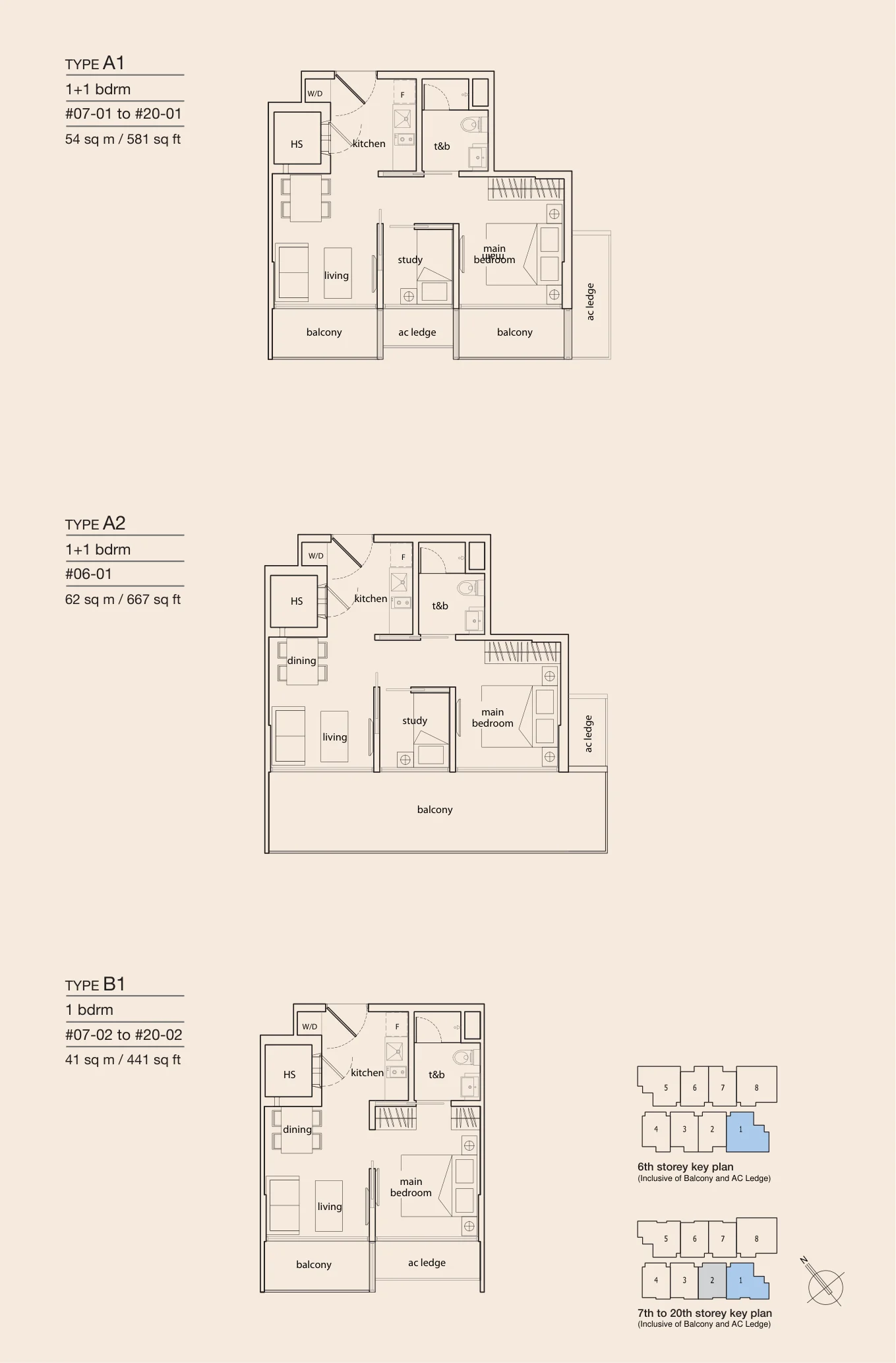 Cradels floor plan, type B1: 1-Bedroom, 441 sq ft