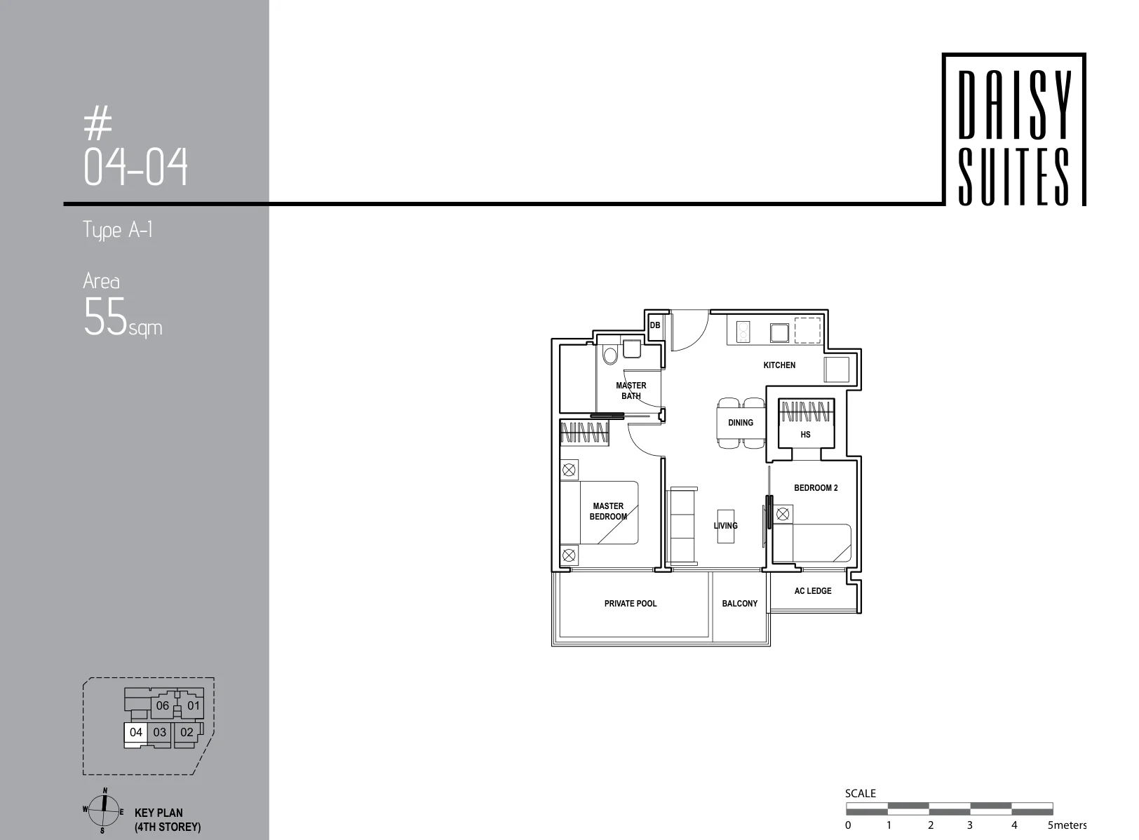 Daisy Suites floor plan, type A-1: 2-Bedroom, 592 sq ft