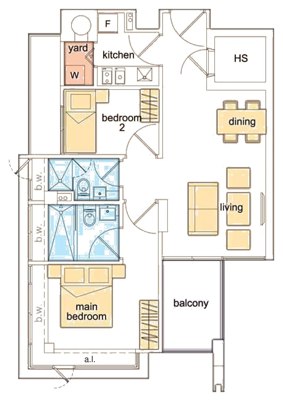 De Centurion floor plan, type C: 2-Bedroom, 775 sq ft