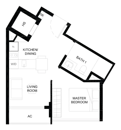 Duet @ Emily floor plan, type A1: 1-Bedroom Executive (A1), 409 sq ft