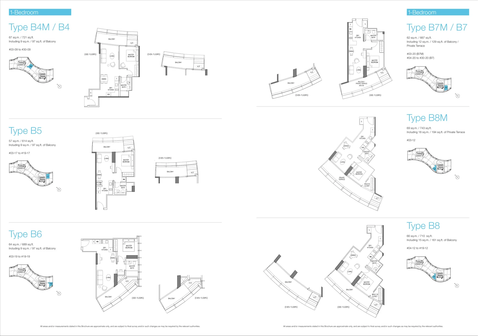 Duo Residences floor plan, type B5: 1-Bedroom, 614 sq ft